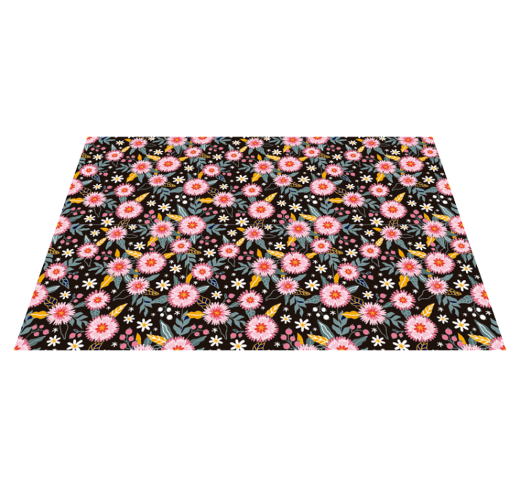 Floral Motif Detail flower vinyl rug - TenStickers