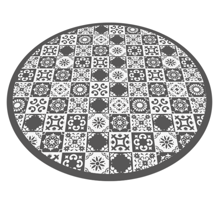 Gray and white Tiles vinyl bedroom rug - TenStickers