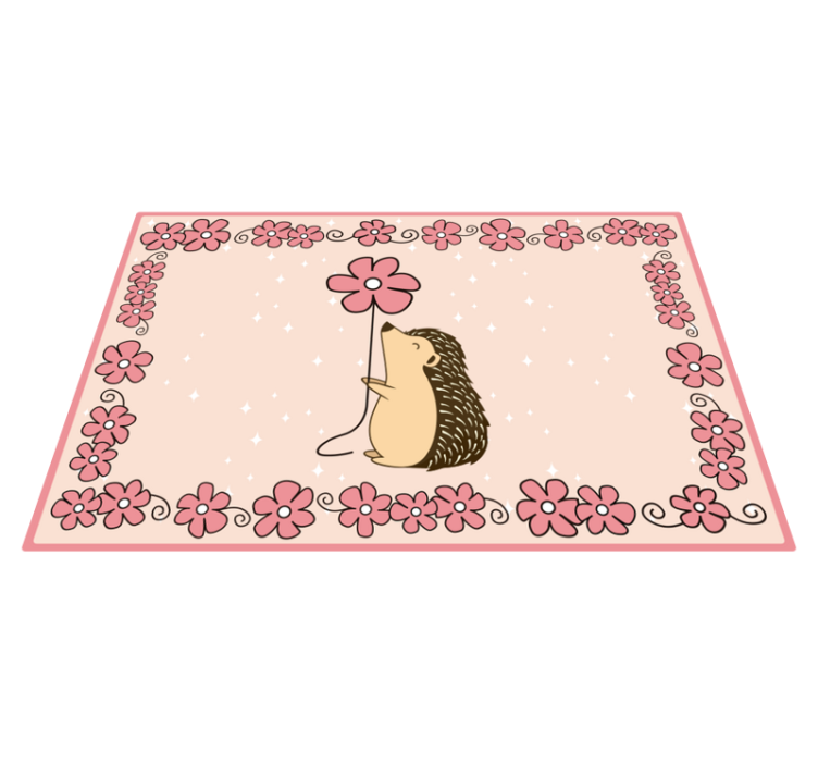 Hedgehog Floral nursery vinyl rug - TenStickers