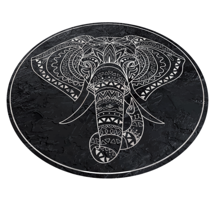 elephant shaped marble texture mandala rug - TenStickers