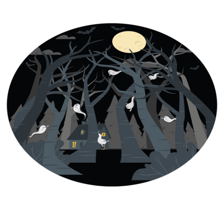 Spooky Forest Scene halloween vinyl rug - TenStickers