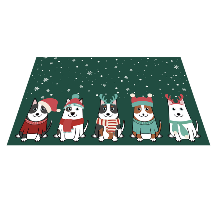 Festive Dogs Ensemble christmas vinyl rug - TenStickers