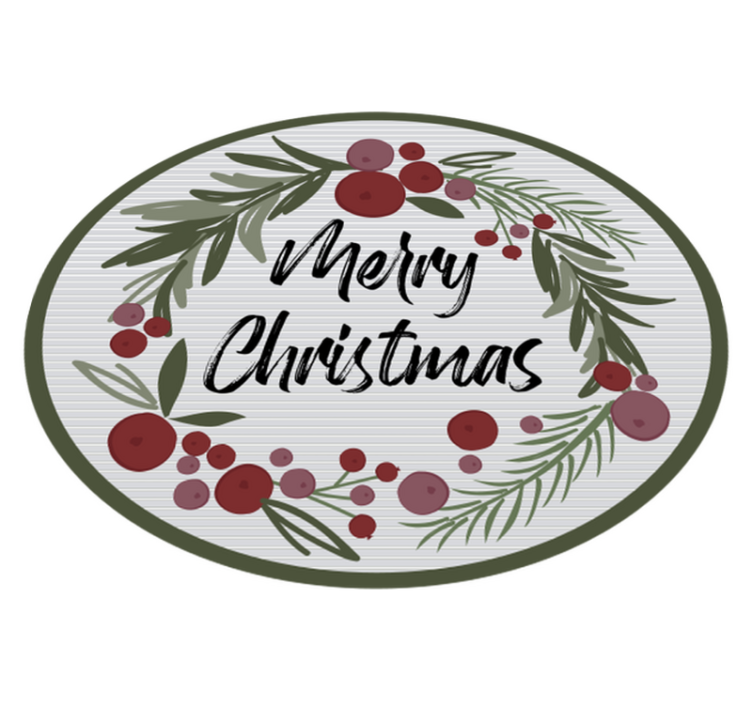 Merry christmas with holly Christmas tree mat - TenStickers