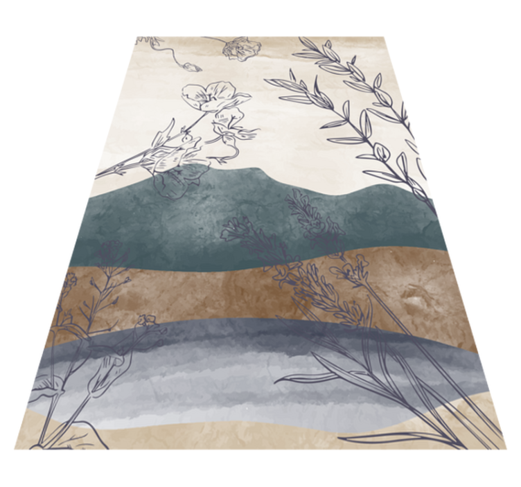 Botanical Silhouette flower vinyl rug - TenStickers