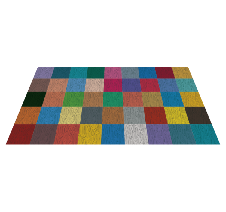 Multicolor Checkerboard wood vinyl rug - TenStickers