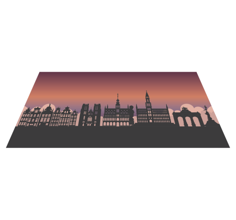 Silhouette Skyline world map rug - TenStickers