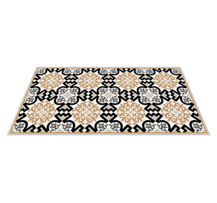 Snowflake black with border tile carpet - TenStickers