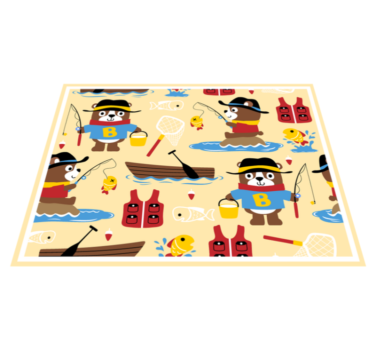 Fishing Bear Adventure kids vinyl rug - TenStickers