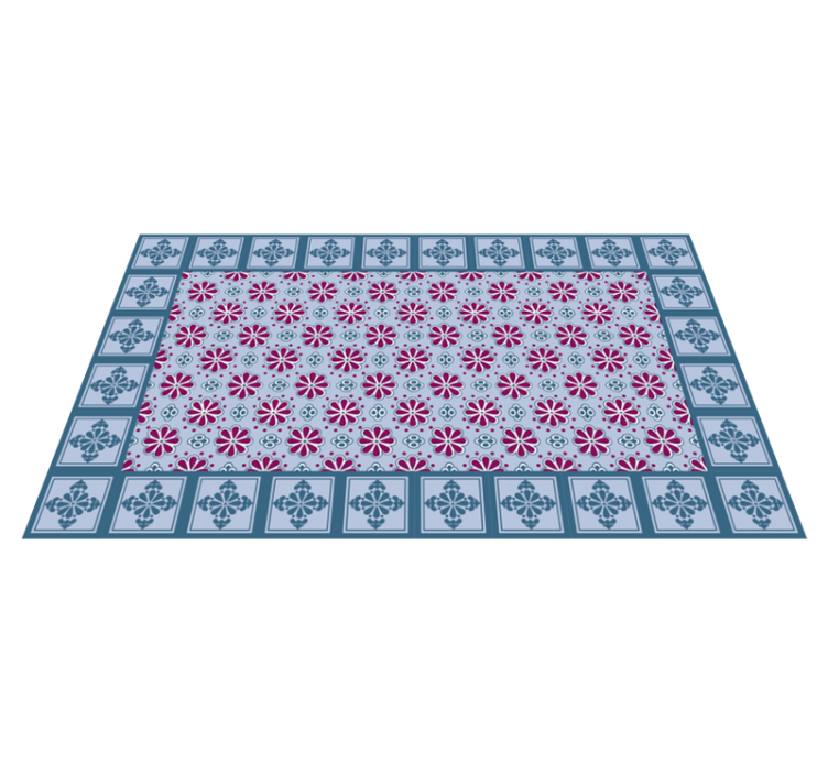 Blue and pink tile kitchen vinyl carpet - TenStickers