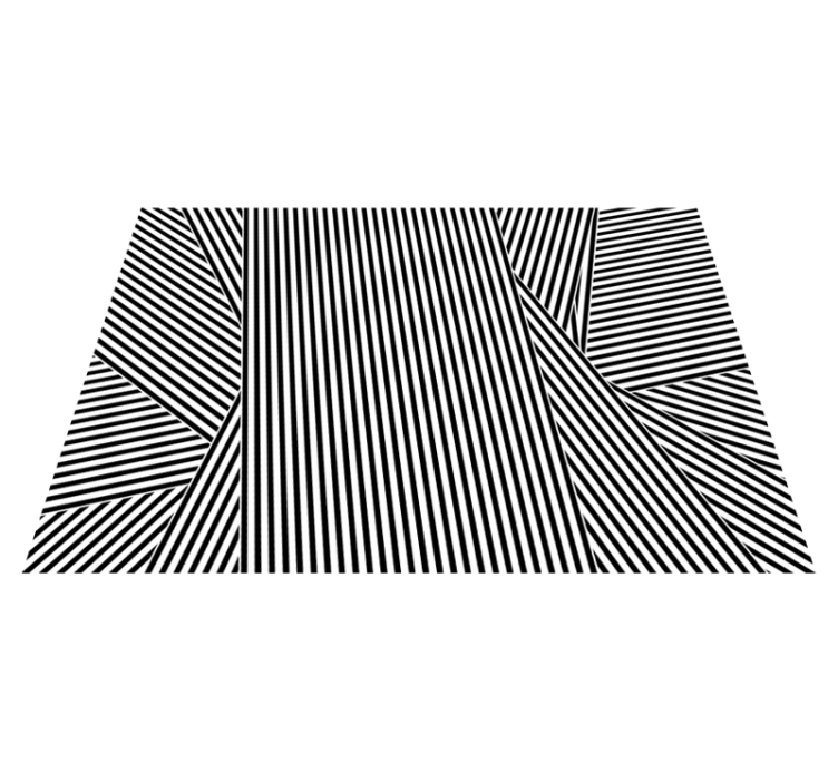 Black white striped vinyl rug for living room - TenStickers