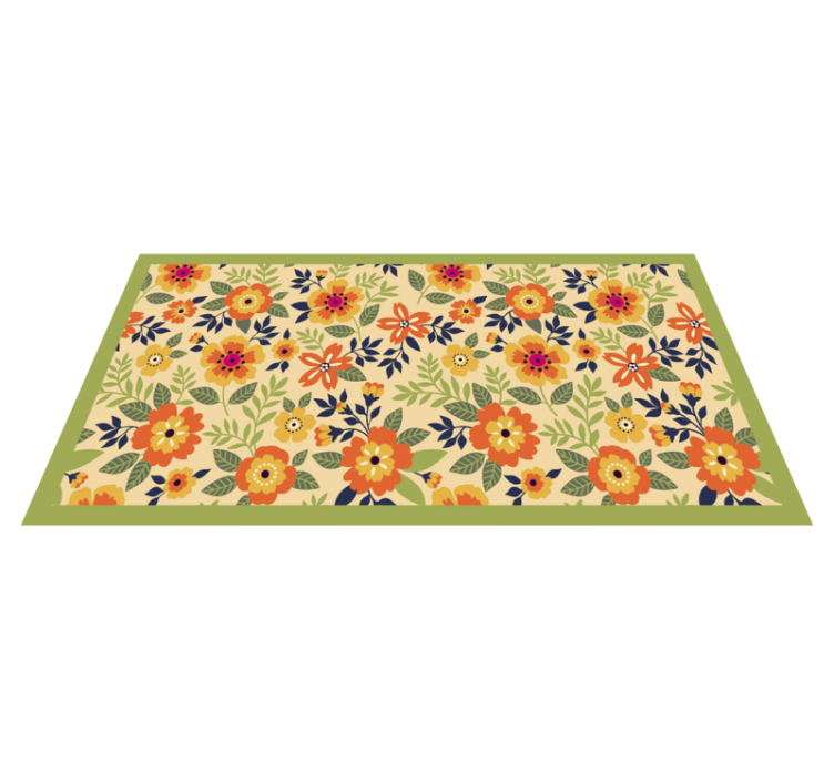 Floral Garden Motif flower vinyl rug - TenStickers