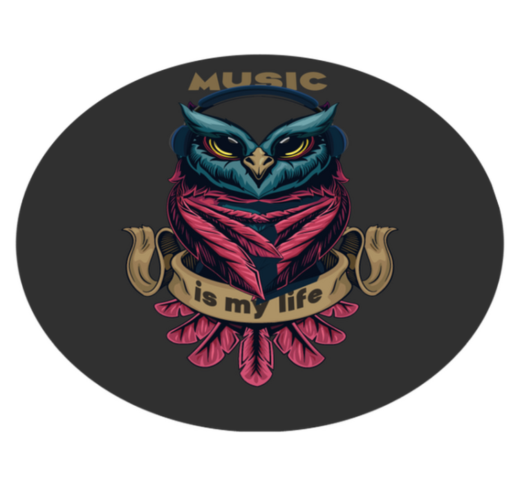musical owl illustration with text animal rug - TenStickers