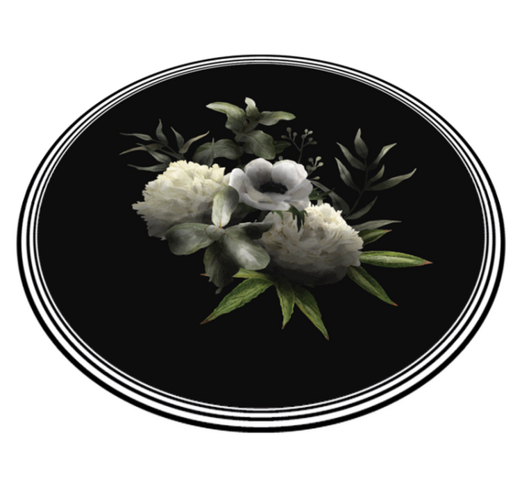 Floral Monochrome Elegance flower vinyl rug - TenStickers