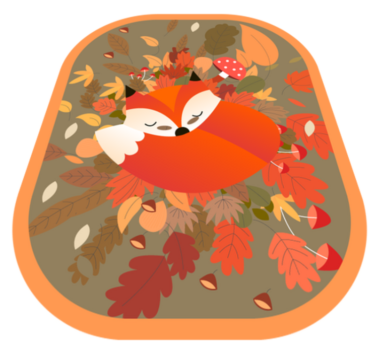 Sleeping Fox Illustration animal vinyl rug - TenStickers
