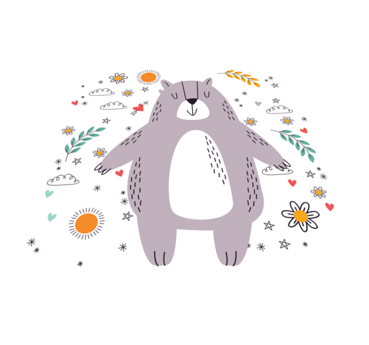 Cute floral bear animal rug - TenStickers