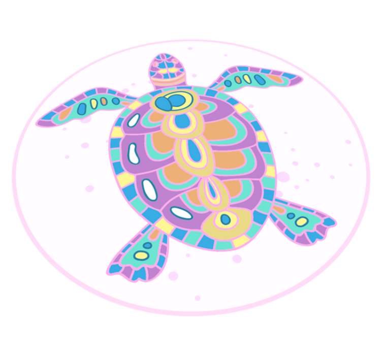 Colorful Turtle Illustration kids vinyl rug - TenStickers