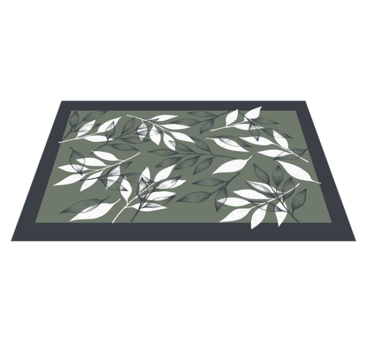 Black and white leaves floral rug - TenStickers