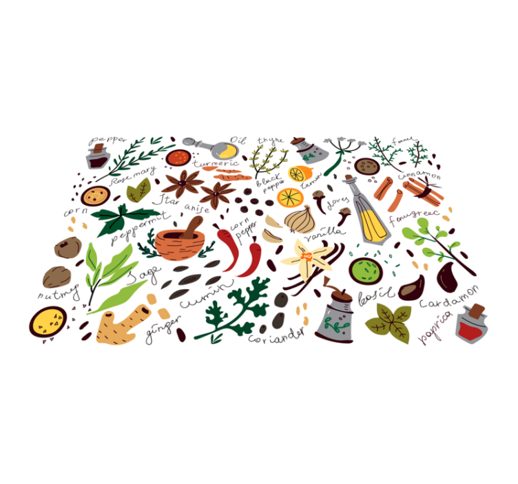 Spices Illustration Design kitchen vinyl rug - TenStickers