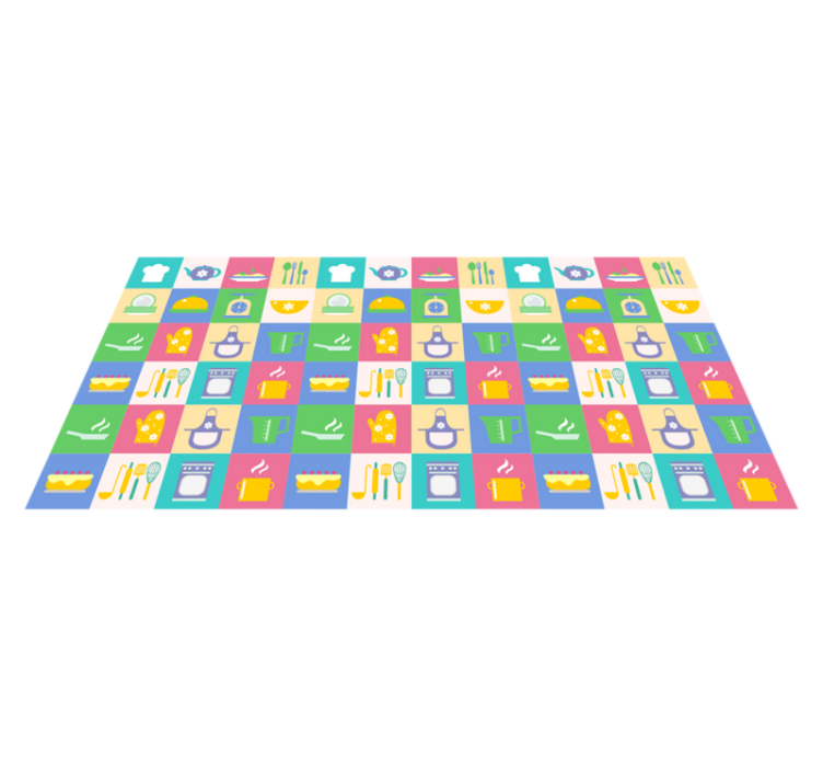 Colorful Kitchen Icons kitchen vinyl rug - TenStickers