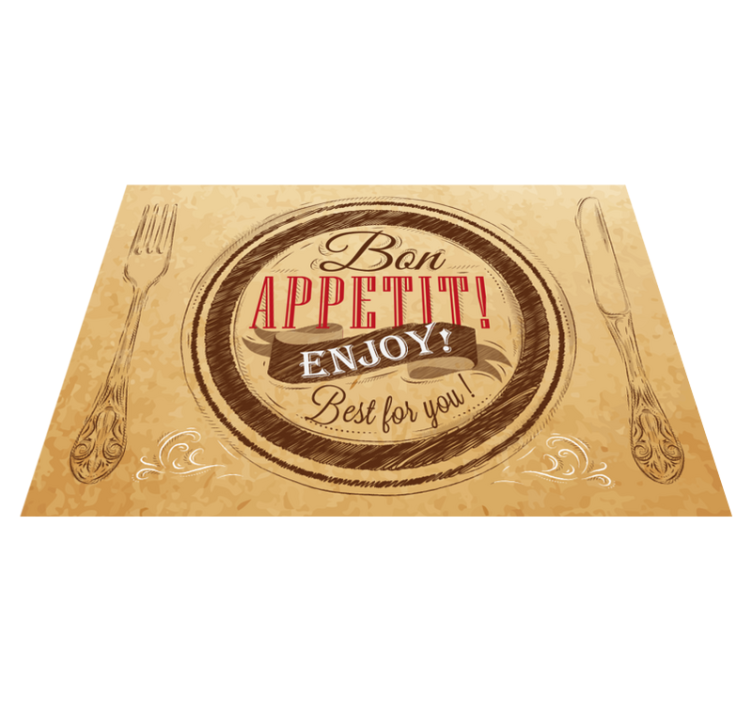 Bon Appetit and dishes  kitchen floor tiles - TenStickers