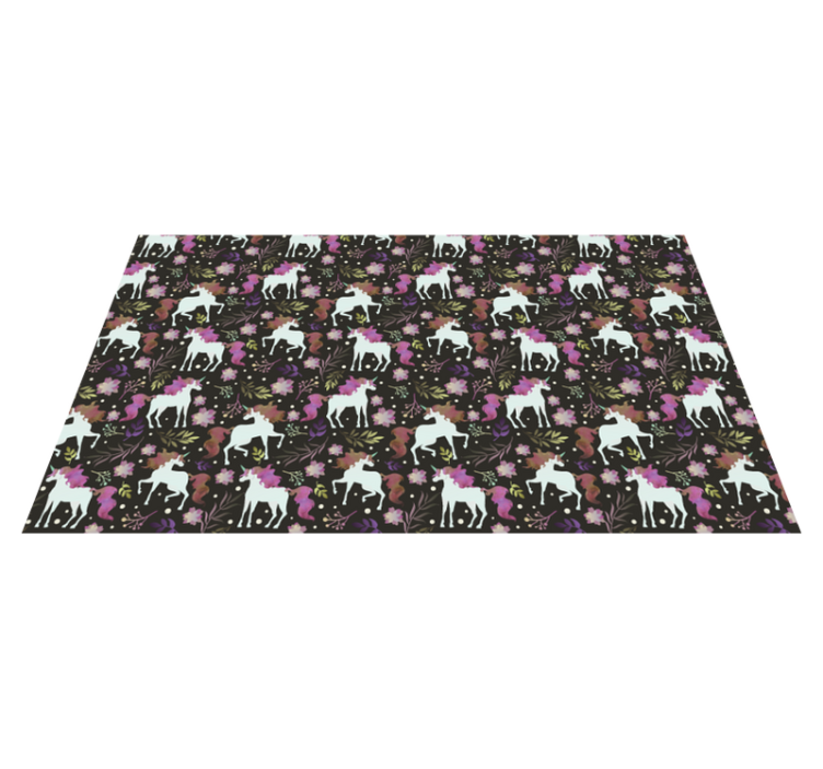 Unicorn with flowers vinyl rug - TenStickers