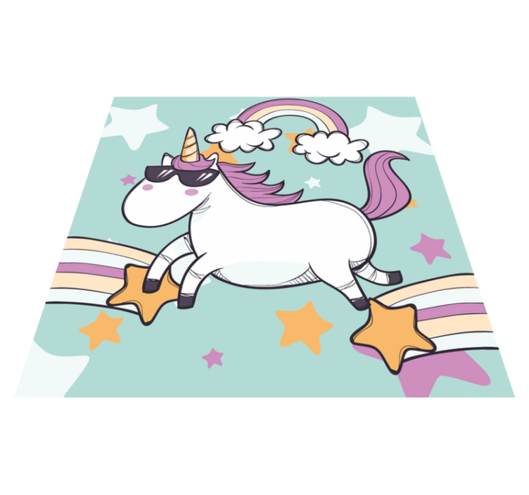 hand drawn unicorn with sunglasses animal rug - TenStickers
