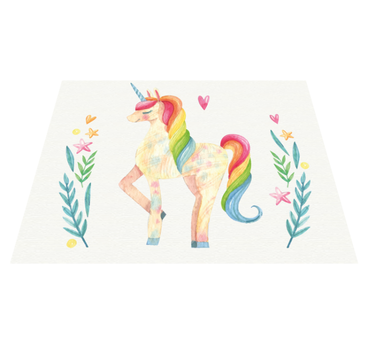 Pastel Unicorn kids vinyl rug - TenStickers