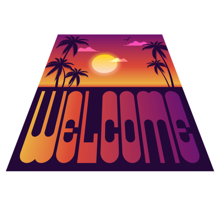 Tropical Sunset Welcome custom vinyl rug - TenStickers