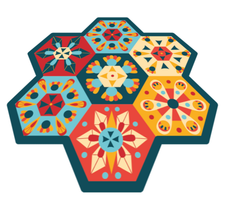 Hexagon coloured tiles tile carpet - TenStickers
