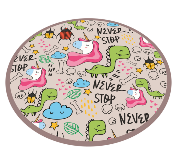 dinosaur unicorn mushroom with texts  custom rug - TenStickers