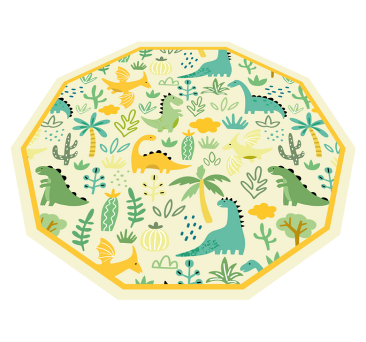 Dinosaur Hexagon vinyl rug - TenStickers