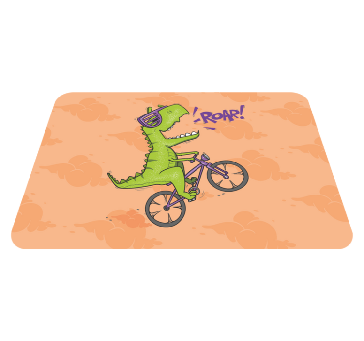 dinosaur on a bike animal rug - TenStickers