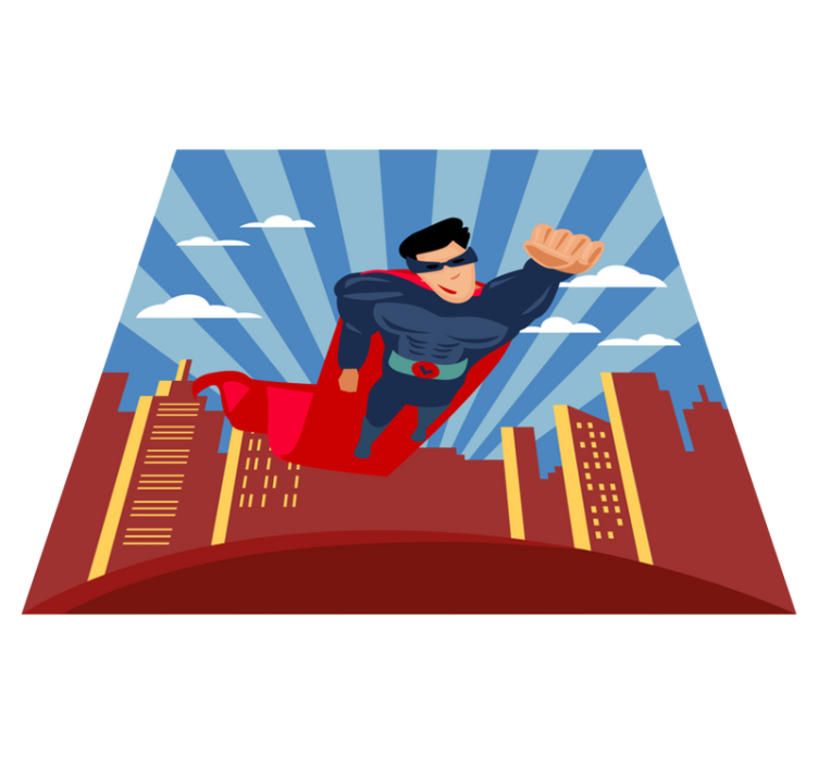 superhero flying  kids vinyl rug - TenStickers