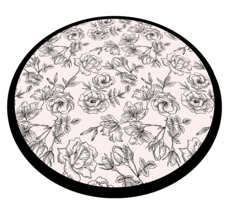 Floral Pattern Circle flower vinyl rug - TenStickers