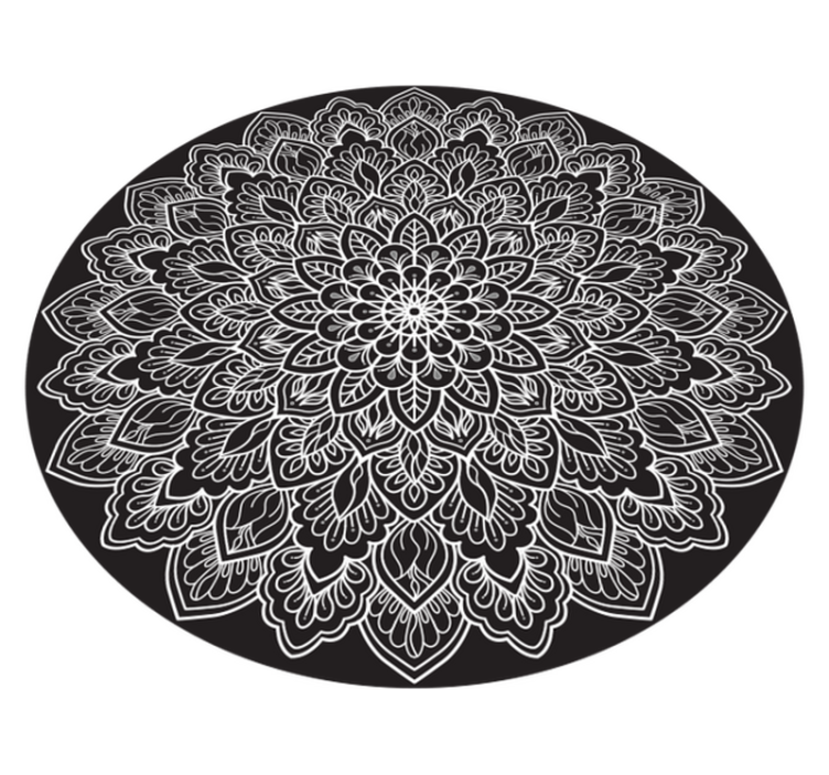 Black and white mandala mandala vinyl rug - TenStickers