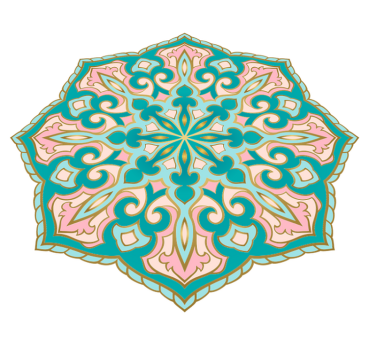 Turquoise and pink  mandala vinyl rug - TenStickers