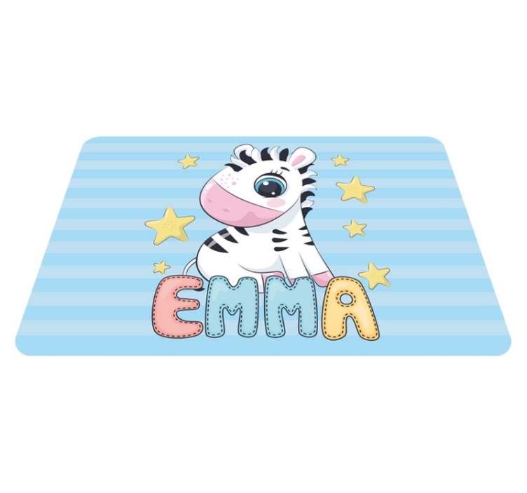 Cute Zebra and Stars with name vinyl rug - TenStickers