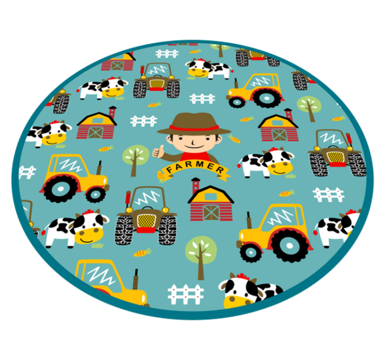Farmer Fun Pattern vinyl rug - TenStickers
