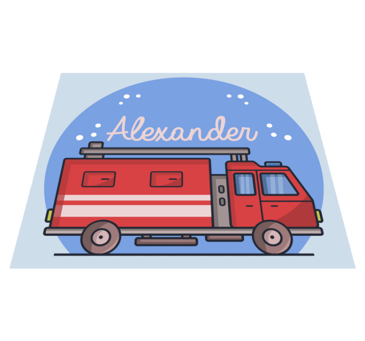 Personalised fire truck vinyl mat - TenStickers