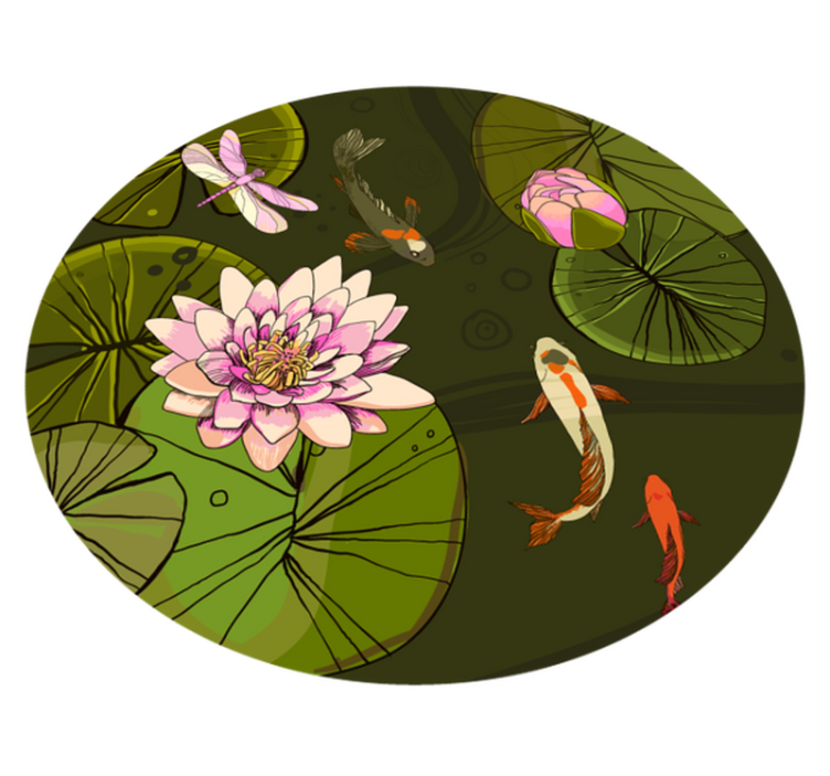 Lotus on water floral vinyl rug - TenStickers
