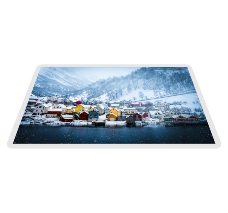 Scenic Winter Village nature vinyl rug - TenStickers