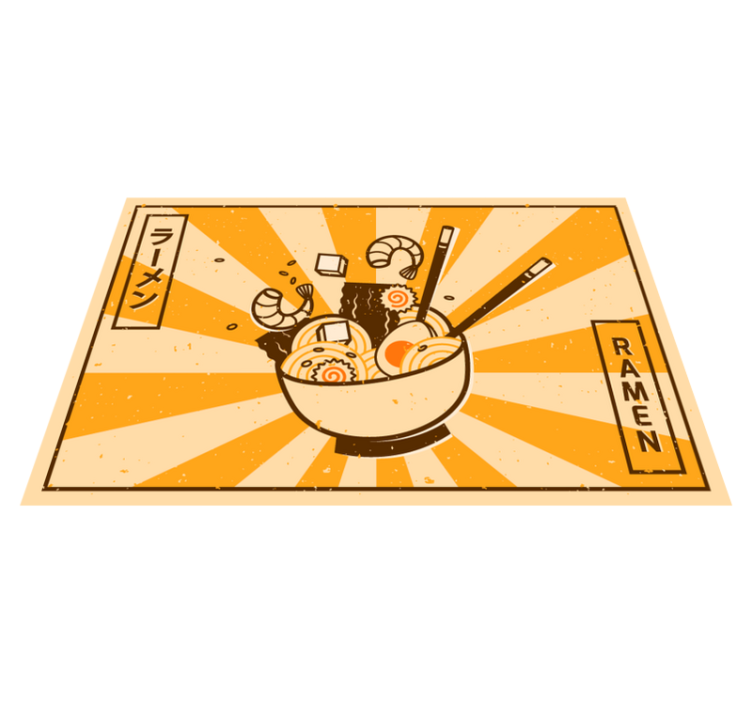 Cute Japanese cartoon food  kitchen floor tiles - TenStickers