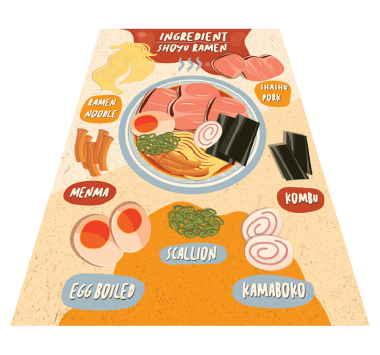 Cute cartoon ramen kitchen floor tiles - TenStickers