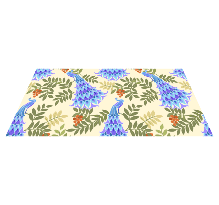 Floral Peacock Theme flower vinyl rug - TenStickers