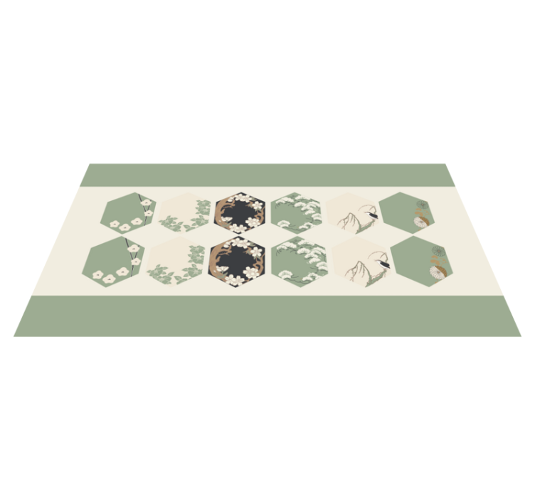 Floral Hexagons flower vinyl rug - TenStickers