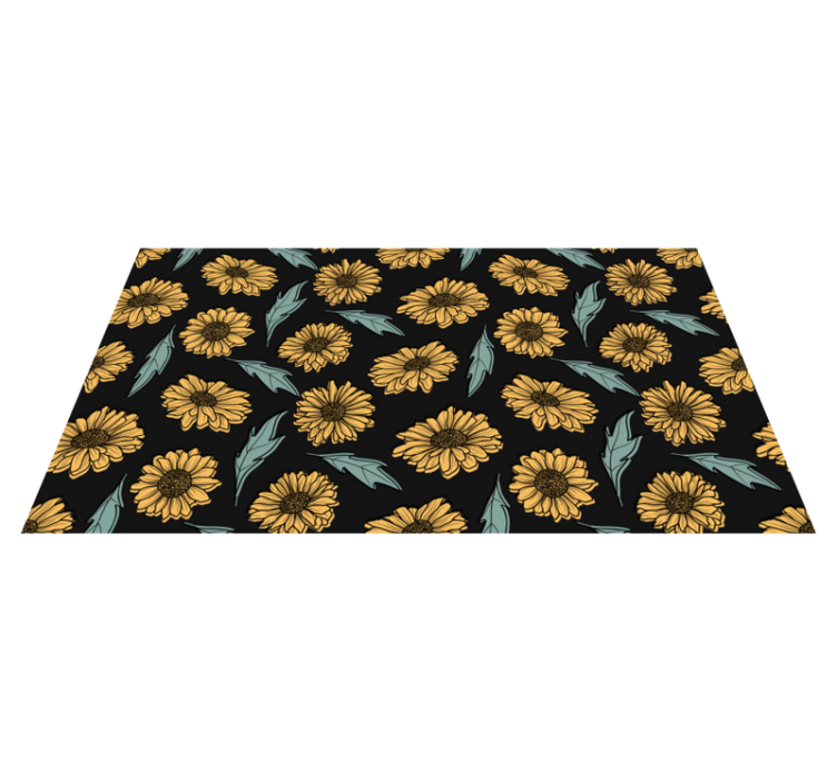 Black background sunflowers floral rug - TenStickers