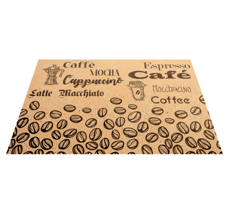 Italian coffee bean with coffee lettering kitchen vinyl rug - TenStickers