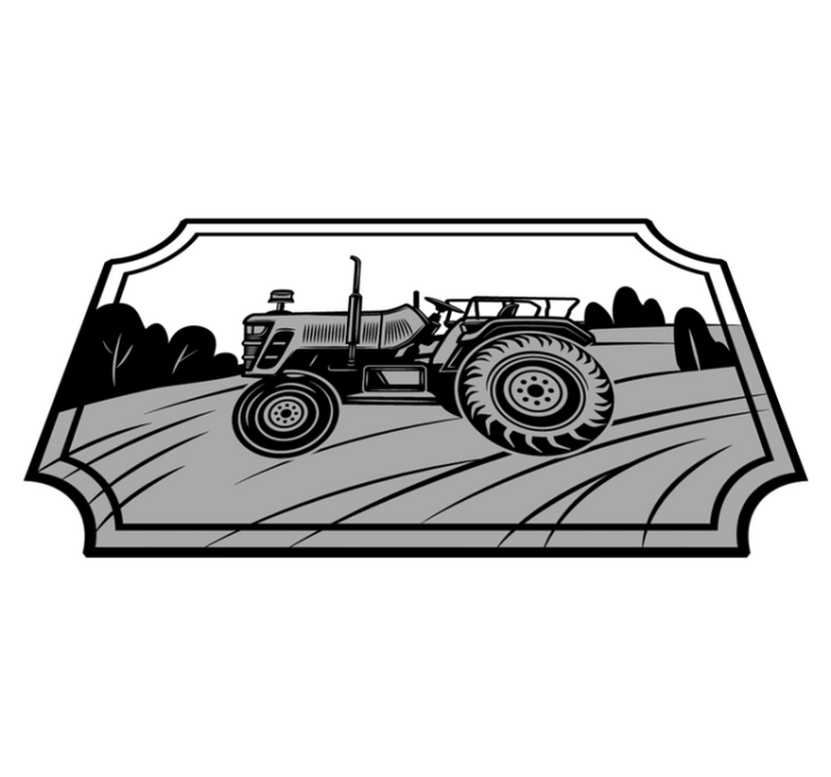 Monochrome Tractor vinyl rug - TenStickers