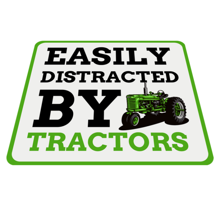 Easily Distracted by Tractors kids vinyl rug - TenStickers