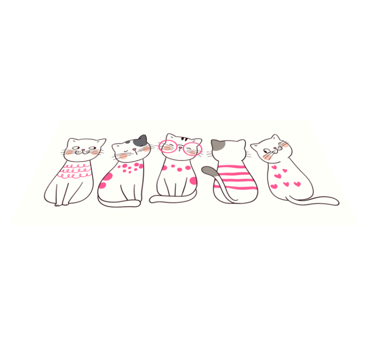 Polka dot cat animal vinyl rug - TenStickers